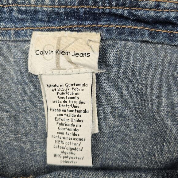 Vintage Calvin Klein Jean Skirt Womens Large Denim Y2K Flounce Mini Preppy 90s - Picture 4 of 5